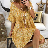 Shirt Sexy V Neck Boho Floral Print Dress