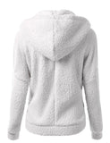 Solid Color Long Sleeve Hooded Zipper Sweater Stretchy Soft Fleece Jacket