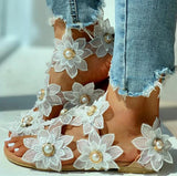 Bohemian three-dimensional floral sandals