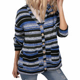 V-neck Knitted Button Cardigan Sweater Pocket Long-Sleeved Top