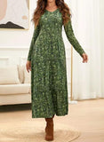 Casual Floral Cotton-Blend Long Sleeve Maxi Dresses