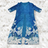 Elegant Loose Floral Print Tulle Dress