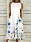 Summer new elegant dress with floral print hem