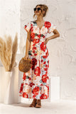 Floral Short Sleeve Casual Long Dress Print