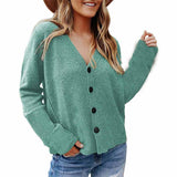 Long-Sleeved Woolen Cardigan Button Knit Jacket