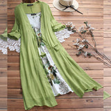 Plus Size Lady Flower Print Cotton Linen Sleeveless Dress