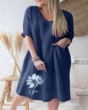 Women's half Sleeves V-neck Print summer Dress