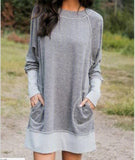 Cotton-Blend Long Sleeve Casual Hoodies Dress