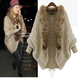 Soft Fur Collar Batwing Sleeves Cardigans