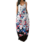 Side Pocket Printed Spaghetti Strap Maxi Dress