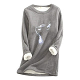 Printed plush sweater-cat head (S-5XL)