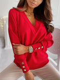 V Neck Long Sleeve Casual Sweater