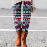 Casual Chic Christmas Print Stretch Pants