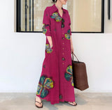 Vintage Printed Shirt Dress Women's Spring Sundress