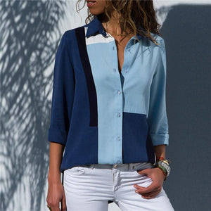 Casual Tops Plus Size Elegant Print Chiffon Shirt