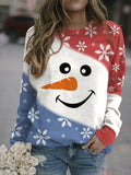 Christmas Print Hooded Contrast Sweatshirt