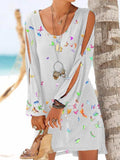 O-Neck Mini Dress Women Beach Dresses