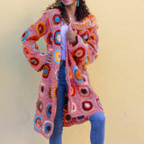 Color Matching Hooded Knitted Cardigan