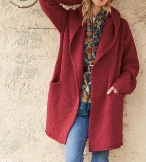 Solid Color Hooded Coat