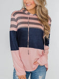 Contrasting color long-sleeved loose pullover hooded plus size sweater