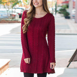 Long Sleeve Loose Knitted Causal Short Sweater Dress