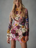 Three-dimensional flower wrap hip sexy dress