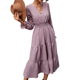 Elegant Vintage Chiffon V-neck Loose Dress