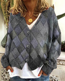 Loose V-neck Knitted Jacket Top