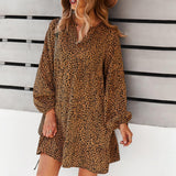 Leopard Print Long Sleeves Dress