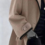 Multicolor round neck loose hooded tweed coat