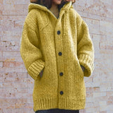 Mid-length sweater new cardigan hooded Cotton jacket