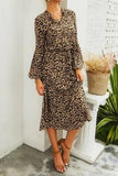 Cotton Brown Leopard Printed Casual Dress