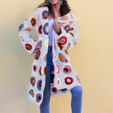 Color Matching Hooded Knitted Cardigan