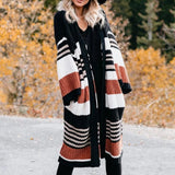 Bohemian Striped Flare Sleeve Cardigan