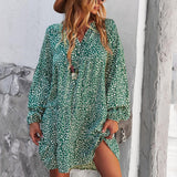 Leopard Print Long Sleeves Dress