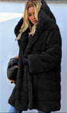 Loose Plush Hooded Imitation Fur Coat