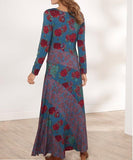 Rose Print Long Sleeve Dress