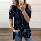 Classy Print V-Neck Short Sleeve Top