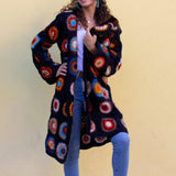 Color Matching Hooded Knitted Cardigan