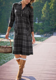 Plaid Button Pocket Shirt Dress