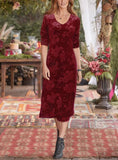 Long Sleeve Jacquard Velvet Dress