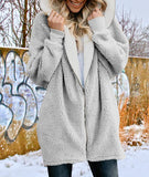 Solid Zip Up Hooded Teddy Coat