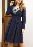 New Arrival Summer Women Cotton Bohemian V Neck Max Dress