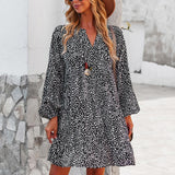 Leopard Print Long Sleeves Dress