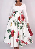 Rose Printed Midi Dress