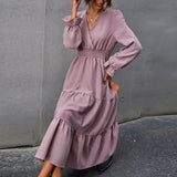 Elegant Vintage Chiffon V-neck Loose Dress