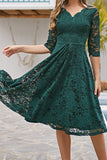 Lace Formal Dress with 3/4 Sleeves