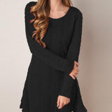 Long Sleeve Loose Knitted Causal Short Sweater Dress