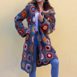 Color Matching Hooded Knitted Cardigan