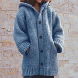 Mid-length sweater new cardigan hooded Cotton jacket